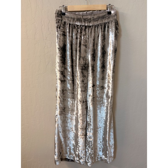 Maeve Anthropologie Anastacia Velvet Wide Leg Pull On Pants Silver‎ Gray Sz XS - Picture 1 of 7